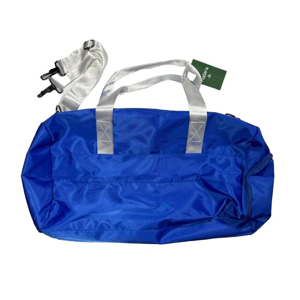 Halara Gym Bag Blue And White Duffle With Adjustable Shoulder Strap New